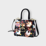 3D Flower Handbags Black